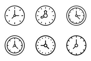 Time Clock Outline and Silhouette in Flat Illustration vector