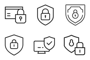 Clean Security Silhouette and Outline Icons for Design vector