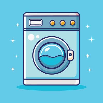 Washing Machine Cartoon Icon Illustration Object Technology Icon Concept