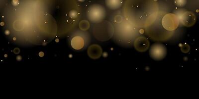 Abstract bokeh gold isolated black background. abstract shiny gold glitter sparkles bokeh vector