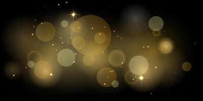 Bokeh gold on isolated black background. abstract shiny gold glitter sparkles bokeh element vector