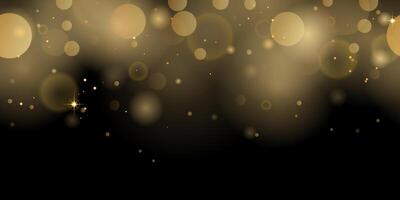 Abstract bokeh gold on isolated black background. abstract shiny gold glitter sparkles bokeh vector