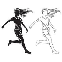 Dynamic female soccer player silhouette in motion. vector
