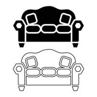 Stylish Two-Seater Sofa Icon Available in Solid and Outline Styles vector