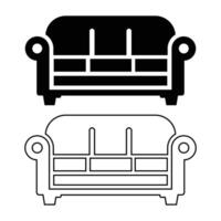 Stylish Two-Seater Sofa Icon in Both Solid and Outline Styles vector
