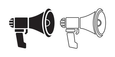 Two Megaphone Icons in Solid and Outline Styles for Communication vector