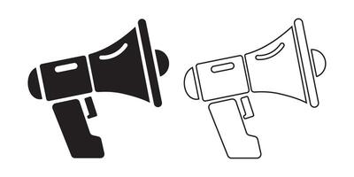 Two Megaphones in Solid and Outline Style, Designed for Communication Icon vector