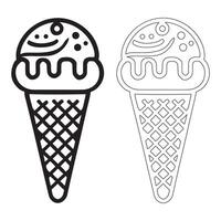 Simple Line Art Illustrations of Different Ice Cream Delights vector