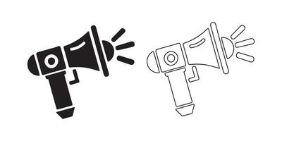 Two Megaphones in Solid and Outline Styles for Communication Icon vector