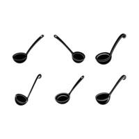Ladle Icon and Linocut Silhouette Design vector