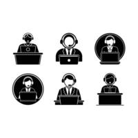 Help Desk Icon - and Linocut Silhouette Design vector