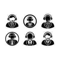 Customer Support Icon - and Linocut Silhouette Design vector