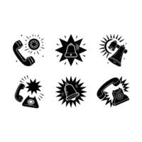 Missed Call Alert and Linocut Silhouette Design vector