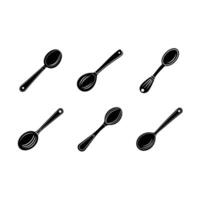 Cooking Spoon Icon and Linocut Silhouette Design vector