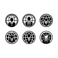 Global Representative Icon, and Linocut Silhouette Design vector