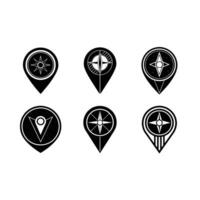 Navigation Pin Icon - and Linocut Silhouette Design vector