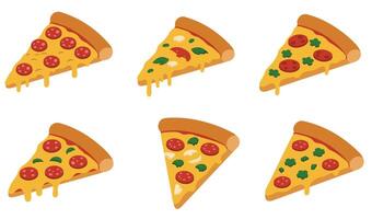 Delicious Pizza Slice Set Collection A Sizzling and Freshly Baked Representation of Pizza Goodness vector
