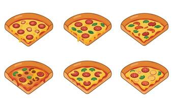 Delicious Pizza Slice Set Collection A Unique and Modern Take on Pizza Slice Illustrations vector