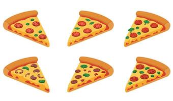 Delicious Pizza Slice Set Collection A Yummy and Delightful Pizza Illustration for Print and Web Use vector