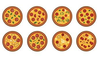 Delicious Pizza Slice Set Collection A Fiery and Tasty Pizza Artwork with a Rustic and Classic Look vector