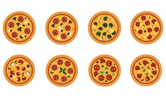 Delicious Pizza Slice Set Collection A Fun and Creative Depiction of Different Pizza Styles and Flavors vector
