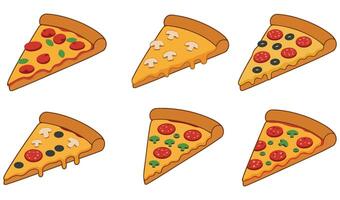 Delicious Pizza Slice Set Collection A Creative and Tasty Assortment of Pizza Illustrations with Various Toppings vector