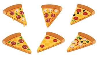 Delicious Pizza Slice Set Collection A Warm and Inviting Pizza Graphic with a Melting Cheese Effect vector