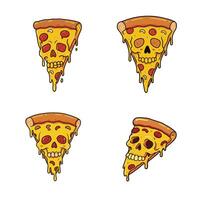 Delicious Angry Looks Cartoon Pizza Slice Set Collection A Funny and Energetic Pizza Design for Culinary-Themed Projects vector