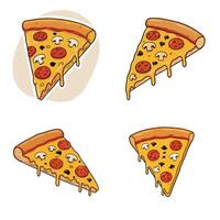 Cartoon Style Pizza Slices in a Circular Pattern A Playful and Appetizing Design vector