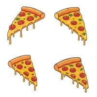 Pizza Slice Collection with Various Toppings A Colorful and Yummy Digital Artwork vector