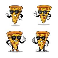 Smiling and Relaxed Pizza Slice Characters A Fun and Expressive Cartoon Design vector