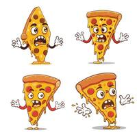 Animated Pizza Slices with Different Moods A Whimsical and Tasty Illustration vector