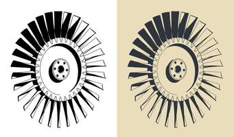 Compressor blisk and turbine blades vector