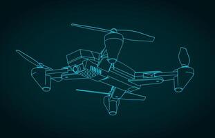 Folding drone blueprint vector