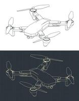 Folding drone blueprints vector
