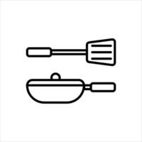 Spatula and Pan Line Icons Design Elements Illustration vector