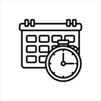 Calendar and Clock Line Icons Design Elements Illustration vector