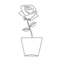 With each graceful curve, rose continuous one-line art expresses the timeless elegance and beauty of a blooming rose. vector