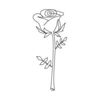 Rose continuous one-line art blends nature with simplicity, portraying the intricate details of a rose through the elegance of a single line vector