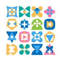 Abstract geometric shapes and grids. Groovy brutal figures. Modern design aesthetic. vector
