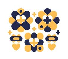Abstract geometric shapes icons. Groovy brutal round figures. Modern design aesthetic pattern. vector