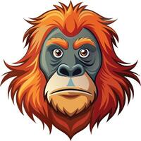 Fascinating Orangutan Head Available on EPS File vector
