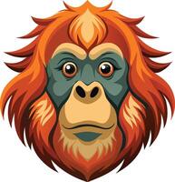 Majestic Expression Orangutan Head Available on EPS File vector
