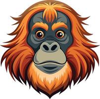 Intelligent Orangutan Head Available on EPS File vector