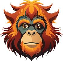 Powerful Orangutan Head Available on EPS File vector
