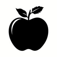 Black silhouette apple icon on white background. Simple fruit symbol . illustration vector