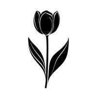 Black silhouette tulip icon on white background. Abstract flower design for logotype, print vector