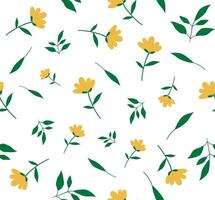 Seamless pattern with yellow flowers on white background. vector