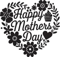 Decorative Happy Mothers Day Lettering Art Print vector