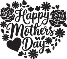 Floral Mothers Day Typography Design vector